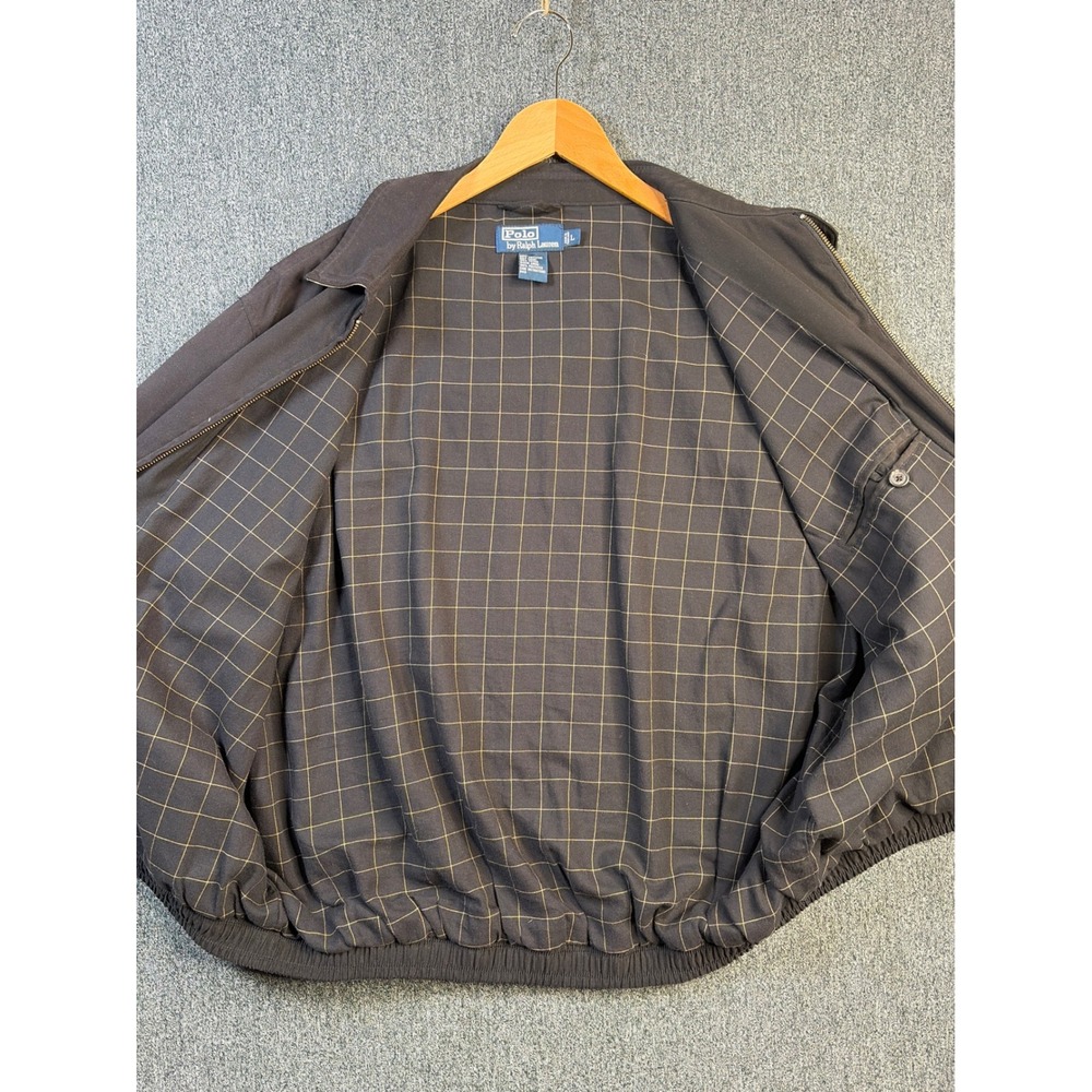 Polo Ralph Lauren Mens Black Harrington Jacket L Windowpane Lining Windbreaker - Picture 7 of 7